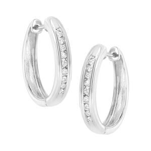 Haus of Brilliance Sterling Silver and Diamond Hoop Earrings